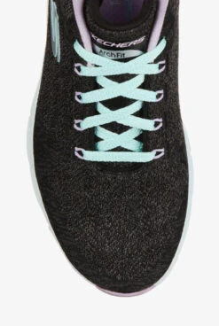 Skechers Sport Women's Arch Fit Comfy Wave Black/Lavender Trim Athletic Lace Up Nursing Shoes -Cherokee Shop ARCHFTBK 3