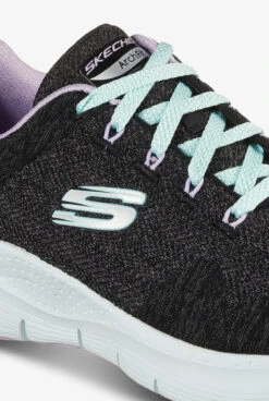 Skechers Sport Women's Arch Fit Comfy Wave Black/Lavender Trim Athletic Lace Up Nursing Shoes -Cherokee Shop ARCHFTBK 5