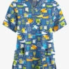 Butter-Soft Originals Bark Park Royal Women's 2-Pocket Classic Fit V-Neck Printed Scrub Top
