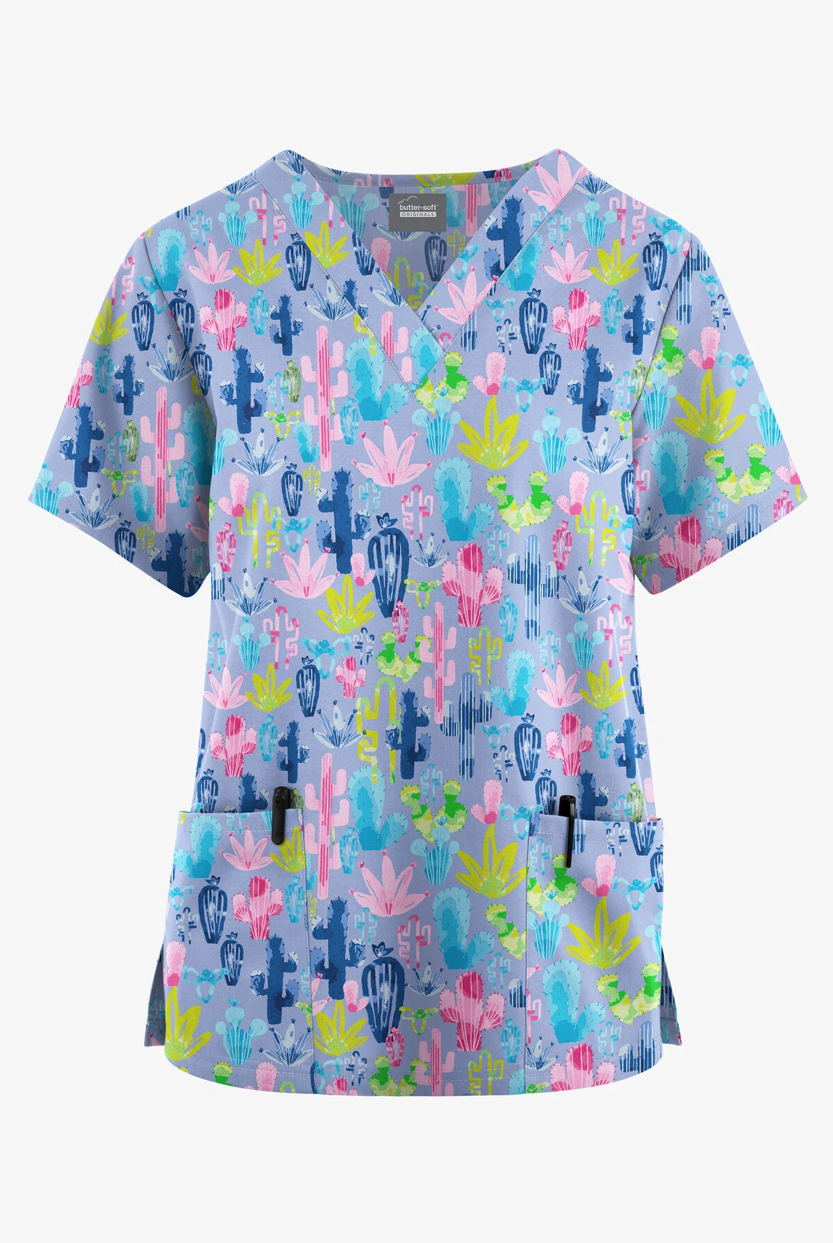 Butter-Soft Originals Desert Cactus Ceil Women's 2-Pocket Classic Fit V-Neck Printed Scrub Top Butter-Soft Originals Desert Cactus Ceil Women's 2-Pocket Classic Fit V-Neck Printed Scrub Top -Cherokee Shop BSN1162DCCL 1