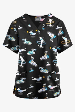 Butter-Soft Originals Playful Dachshunds Women's 2-Pocket Classic Fit V-Neck Printed Scrub Top