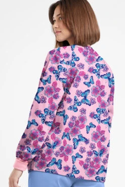 Butter-Soft Originals Spring Day Blush Women's 3-Pocket Warm-Up Printed Scrub Jacket -Cherokee Shop BSN1182SDBS 092623 3