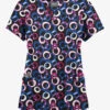 Butter-Soft Originals Groovy Geo Women's 6-Pocket Scallop Neck Printed Scrub Top 