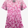 Butter-Soft Originals Paisley Gradient Fuchsia Women's 2-Pocket Scallop Neck Printed Scrub Top 
