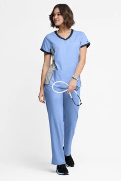 Butter-Soft Originals Women's 4-Pocket V-Neck Tri-Colorblock Scrub Top -Cherokee Shop BSN1368C 101323 CESIN 4