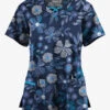 Butter-Soft Originals Linear Floral Ceil Women's 3-Pocket Criss Cross Printed Scrub Top
