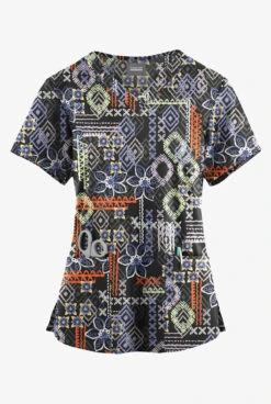 Butter-Soft Originals Floral Batik Women's 4-Pocket Rounded V-Neck Printed Scrub TopĀ