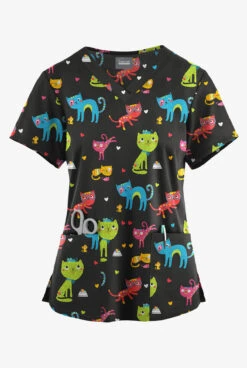 Butter-Soft Originals Friendship Women's 4-Pocket Rounded V-Neck Printed Scrub TopĀ