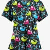 Butter-Soft Originals Slew Of Sloths Black Printed Women's 4-Pocket Rounded V-Neck Scrub Top