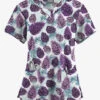 Butter-Soft Originals Winter Pine Cones White Printed Women's 4-Pocket Rounded V-Neck Scrub Top