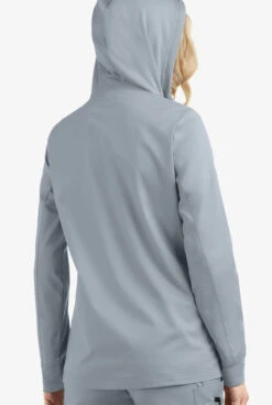 UA Butter-Soft STRETCH Women's 3-Pocket Zip-Front With Cozy Knit Hood And Trim Scrub Jacket -Cherokee Shop BSS512 SILVE 4