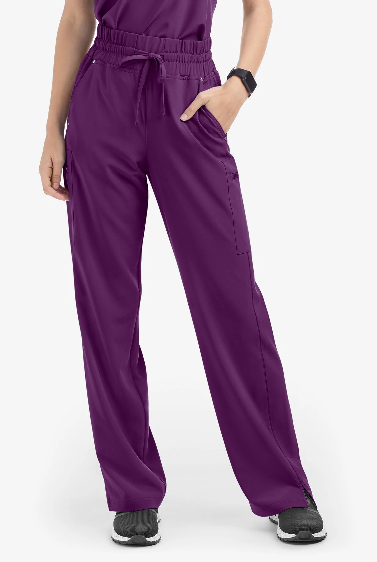 Easy STRETCH by Butter-Soft Ellie Women's 5-Pocket High Waisted Wide Leg Scrub Pants - Petite Easy STRETCH By Butter-Soft Ellie Women's 5-Pocket High Waisted Wide Leg Scrub Pants - Petite -Cherokee Shop BU4232 EGGPL 1 S