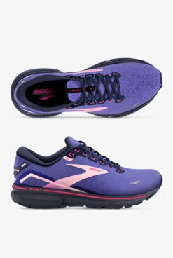 Brooks Women's Ghost 15 Blue/Peacoat/Pink Athletic Lace Up Nursing Shoes
