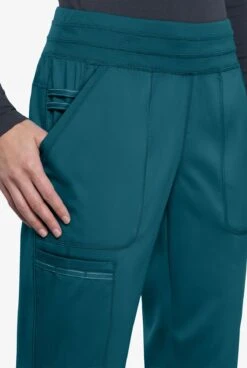 Cherokee Workwear Revolution Women's 5-Pocket STRETCH Elastic Waistband Half Jogger Scrub Pants -Cherokee Shop CK011 CARIB 5