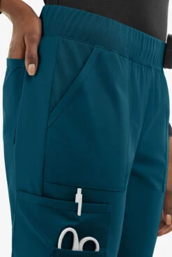 UA Exclusive Cherokee Workwear Professionals Active Women's 6-Pocket STRETCH Half Jogger Scrub Pants -Cherokee Shop CK036 CARIB 5