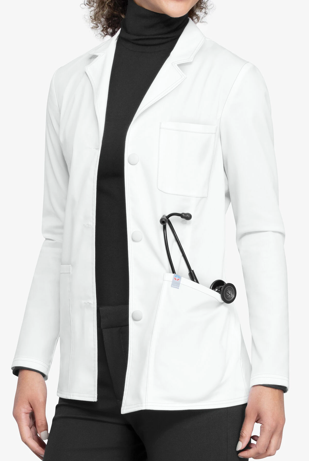 Cherokee Workwear Revolution Tech Women's 4-Pocket STRETCH Consultation Lab Coat Cherokee Workwear Revolution Tech Women's 4-Pocket STRETCH Consultation Lab Coat -Cherokee Shop CK0450 WHITE 1