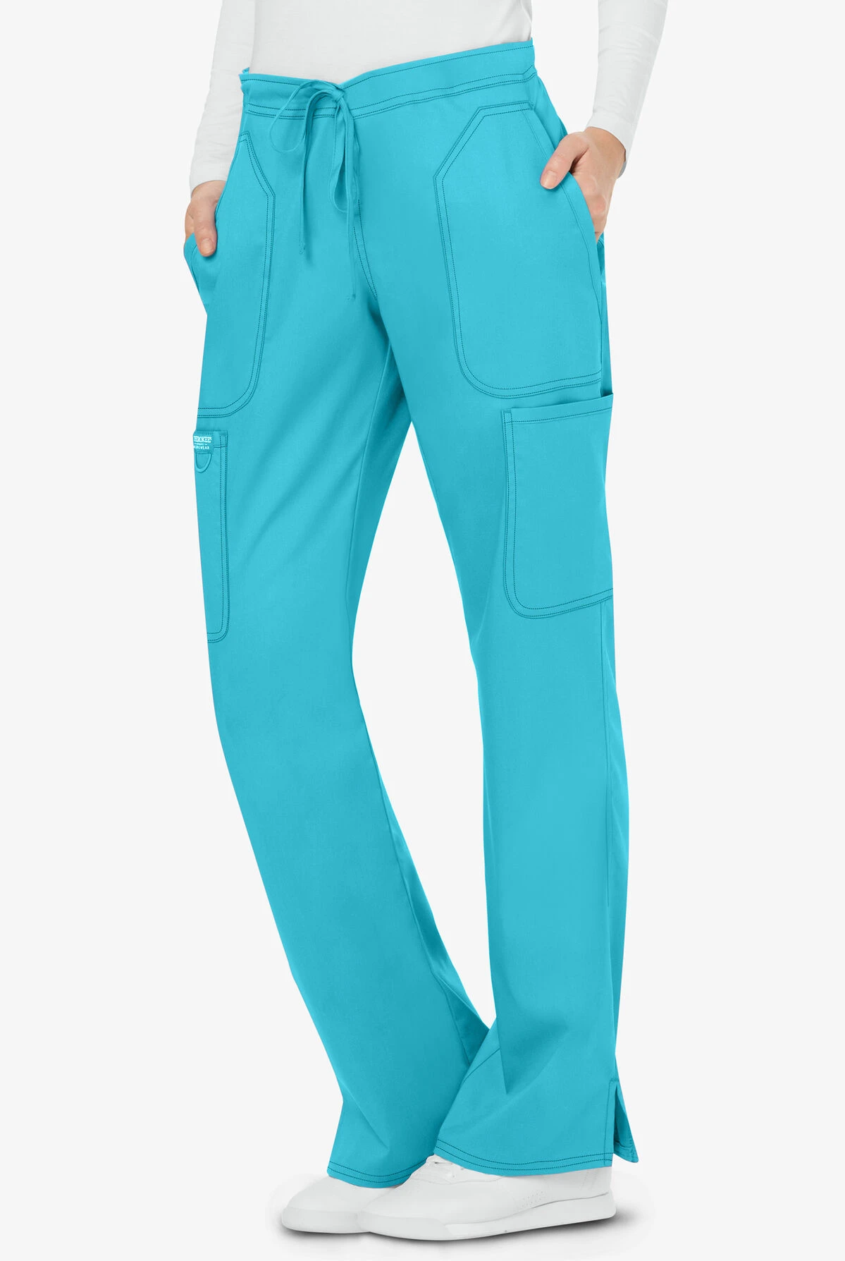 Cherokee Workwear Revolution Women's 5-Pocket STRETCH Drawstring Cargo Scrub Pants - Tall Cherokee Workwear Revolution Women's 5-Pocket STRETCH Drawstring Cargo Scrub Pants - Tall -Cherokee Shop CK120 TURQU 1