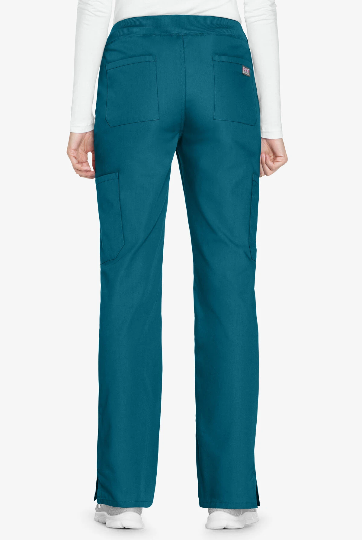 Cherokee Workwear Women's 6-Pocket Rib-Knit Waistband Pull-On Cargo Scrub Pants - Petite Cherokee Workwear Women's 6-Pocket Rib-Knit Waistband Pull-On Cargo Scrub Pants - Petite -Cherokee Shop CK210 CARIB 4