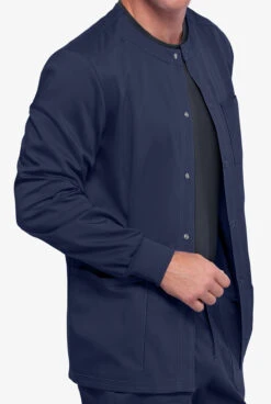 Cherokee Workwear Revolution Men's 3-Pocket STRETCH Snap Front Scrub Jacket -Cherokee Shop CK380 NAVY 5