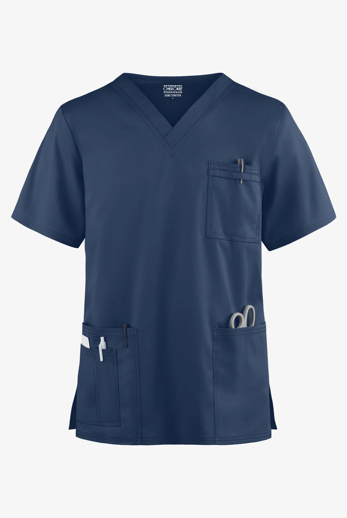 Cherokee Workwear Core STRETCH Unisex 4-Pocket V-Neck Scrub Top Cherokee Workwear Core STRETCH Unisex 4-Pocket V-Neck Scrub Top -Cherokee Shop CK4725 NAVY 1