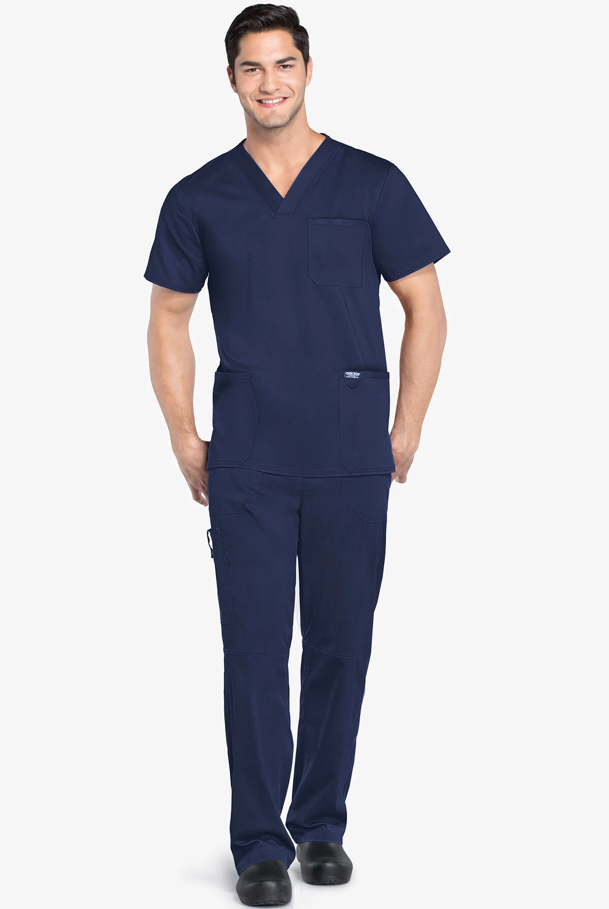 Cherokee Workwear Revolution Men's 3-Pocket STRETCH V-Neck Scrub Top Cherokee Workwear Revolution Men's 3-Pocket STRETCH V-Neck Scrub Top -Cherokee Shop CK6070 NAVY 2