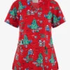 Cherokee Genuine Meowy Christmouse Women's 2-Pocket STRETCH V-Neck Print Scrub Top