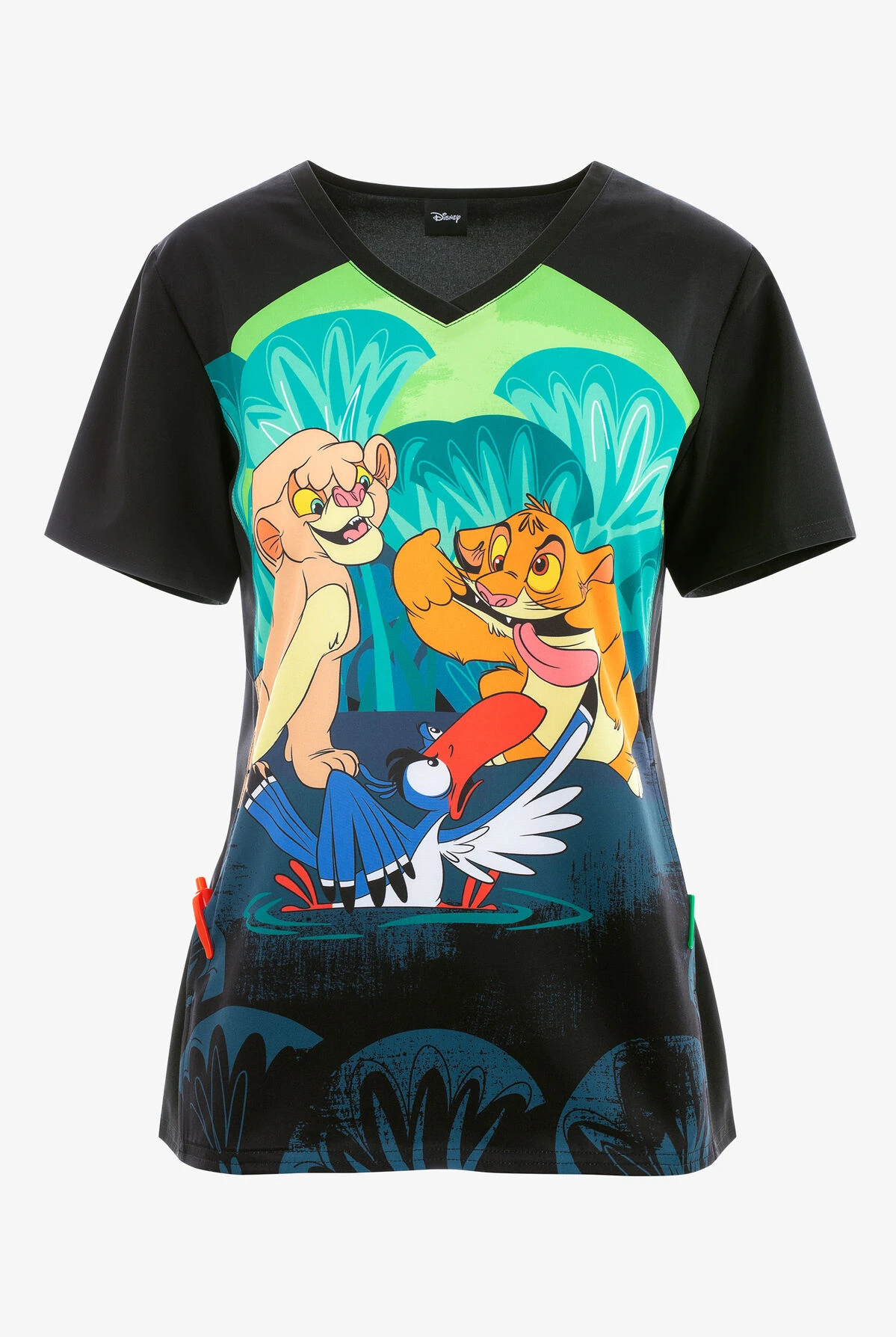 Tooniforms Too Funny Simba and Nala Women's 2-Pocket STRETCH V-Neck Print Scrub Top Cherokee Tooniforms Too Funny Simba And Nala Women's 2-Pocket STRETCH V-Neck Print Scrub Top -Cherokee Shop CK627LKFU 100423 1