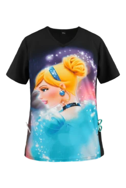 Cherokee Tooniforms Disney Cinderella Dream Women's 1-Pocket V-Neck Print Scrub Top