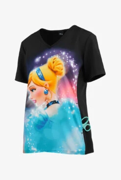 Cherokee Tooniforms Disney Cinderella Dream Women's 1-Pocket V-Neck Print Scrub Top -Cherokee Shop CK627PRC 3