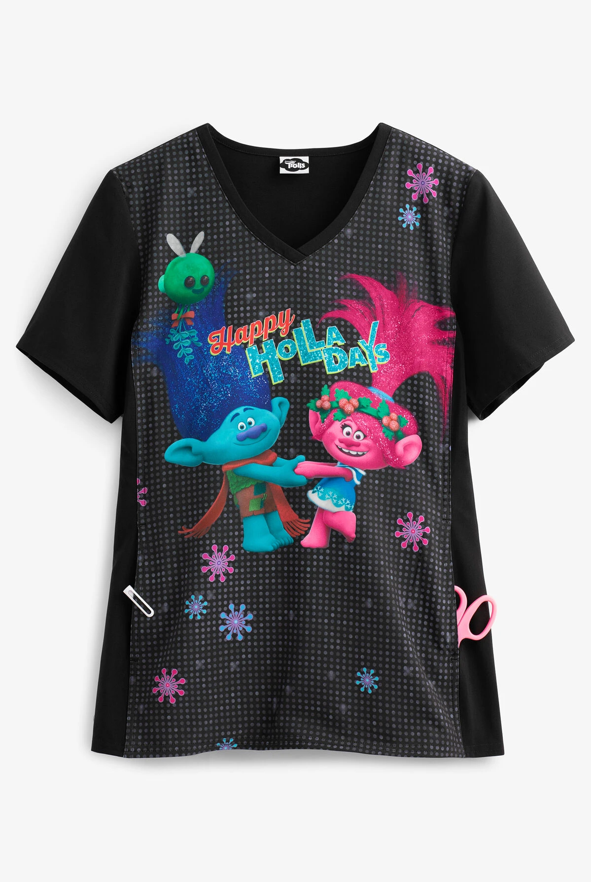 Cherokee Tooniforms DreamWorks Troll Holla Days Women's 1-Pocket V-Neck Print Scrub Top Cherokee Tooniforms DreamWorks Troll Holla Days Women's 1-Pocket V-Neck Print Scrub Top -Cherokee Shop CK627TOH 1