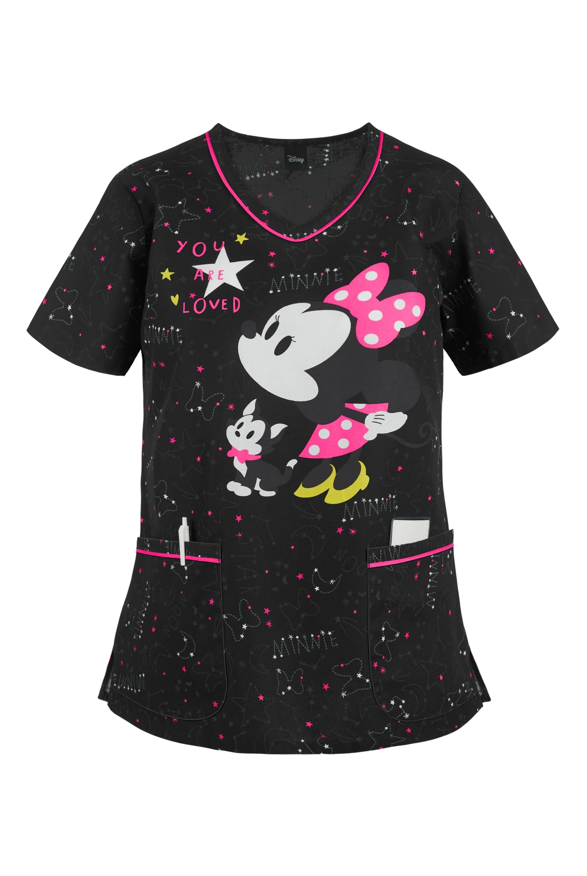 Cherokee Tooniforms Disney You Are Loved Women's 2-Pocket V-Neck Print Scrub Top Cherokee Tooniforms Disney You Are Loved Women's 2-Pocket V-Neck Print Scrub Top -Cherokee Shop CK634MNY 1