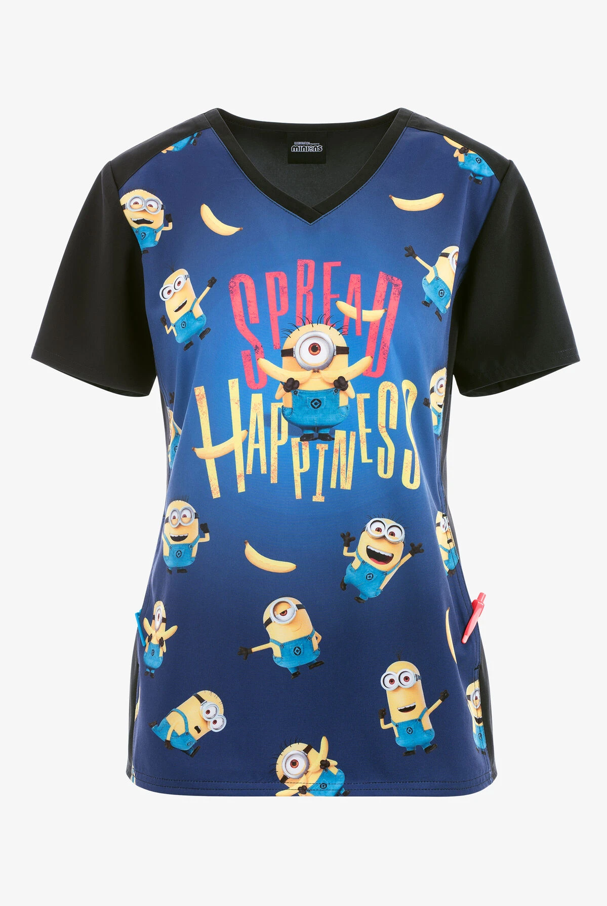 Tooniforms Say Banana Minions Women's 2-Pocket STRETCH V-Neck Print Scrub Top Cherokee Tooniforms Say Banana Minions Women's 2-Pocket STRETCH V-Neck Print Scrub Top -Cherokee Shop CK637DPPD 1