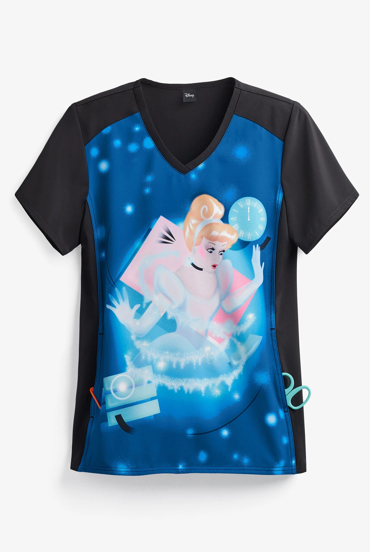 Cherokee Tooniforms Disney Don’t Be Late Women's 1-Pocket V-Neck Print Scrub Top Cherokee Tooniforms Disney Don’t Be Late Women's 1-Pocket V-Neck Print Scrub Top -Cherokee Shop CK637PRD 1