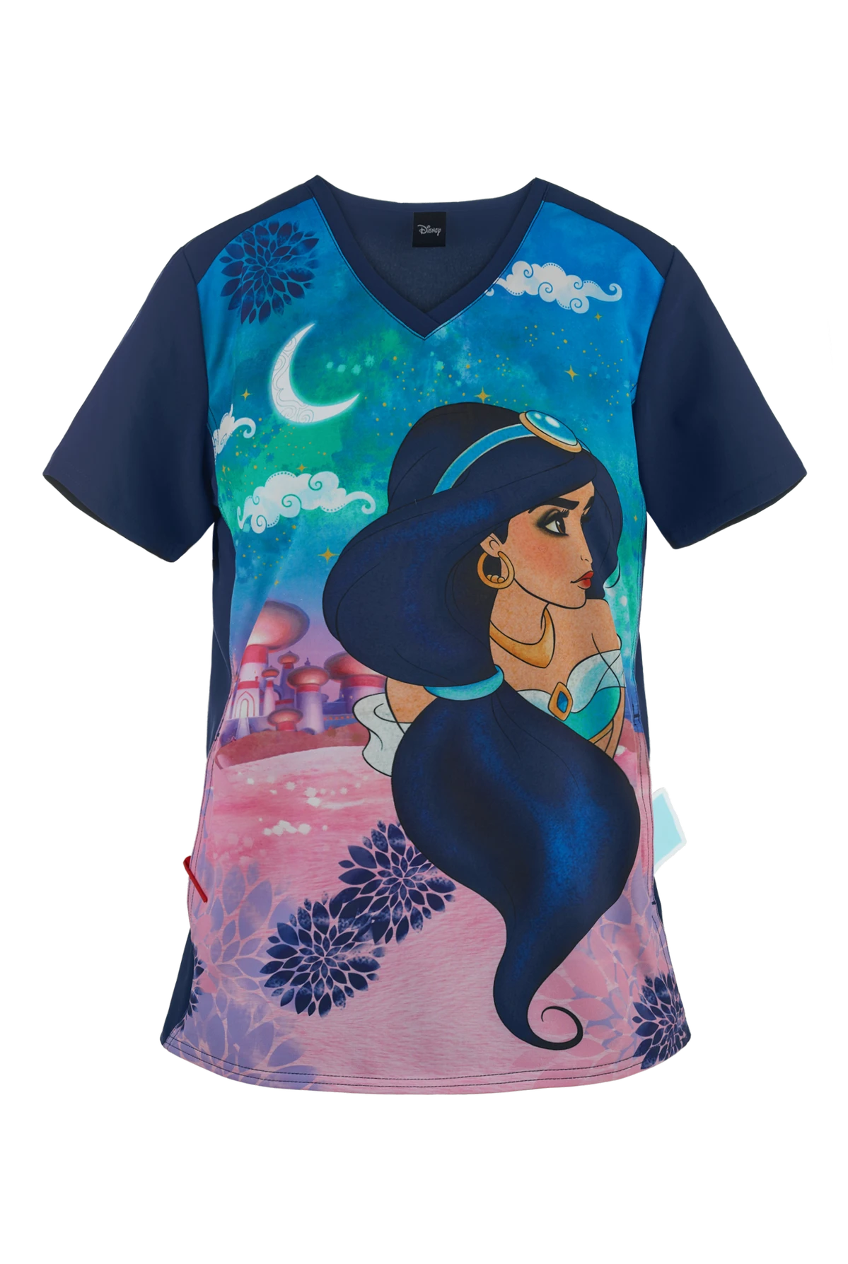Cherokee Tooniforms Disney Jasmine Nights Women's 1-Pocket V-Neck Print Scrub Top Cherokee Tooniforms Disney Jasmine Nights Women's 1-Pocket V-Neck Print Scrub Top -Cherokee Shop CK637PRG 1