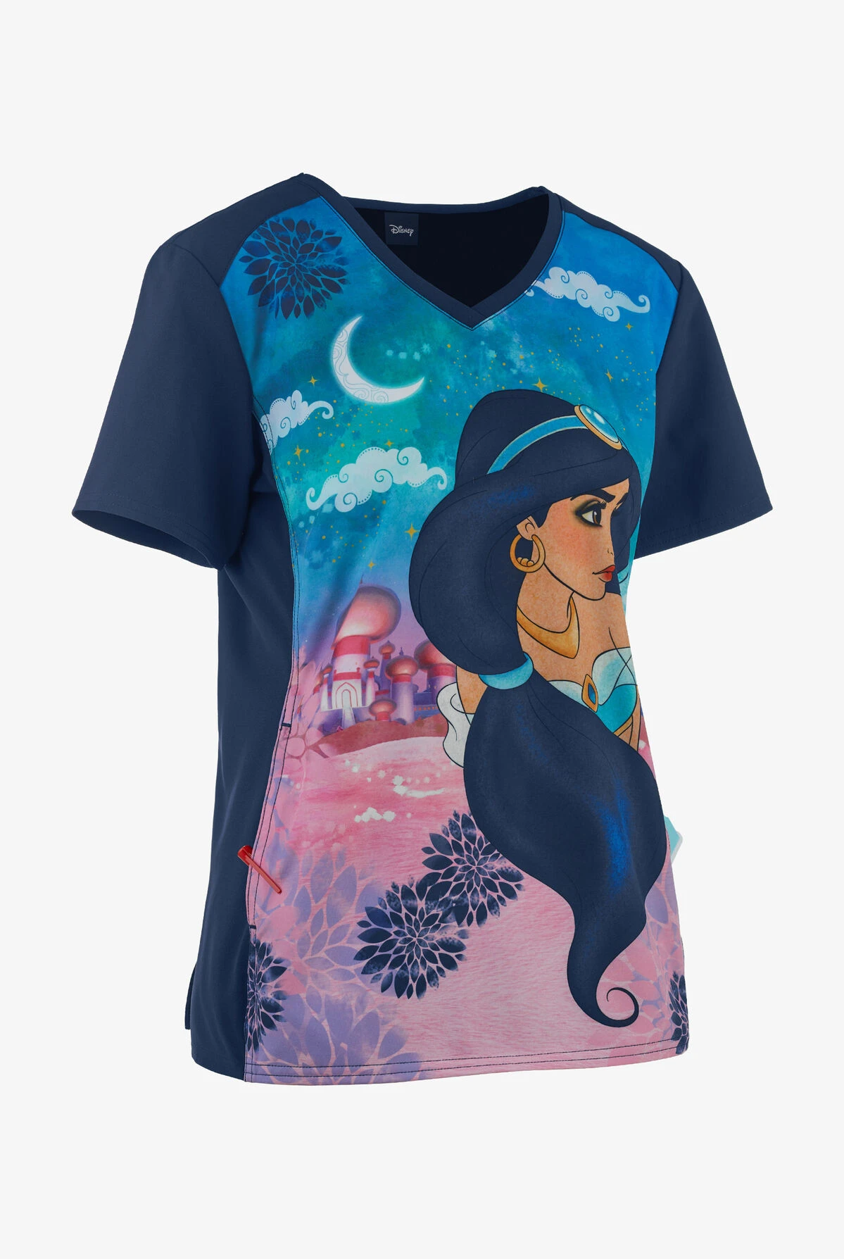 Cherokee Tooniforms Disney Jasmine Nights Women's 1-Pocket V-Neck Print Scrub Top Cherokee Tooniforms Disney Jasmine Nights Women's 1-Pocket V-Neck Print Scrub Top -Cherokee Shop CK637PRG 3