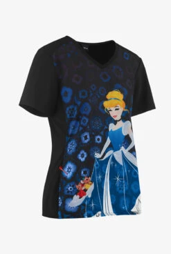 Cherokee Tooniforms Disney Glass Slipper Women's 1-Pocket V-Neck Print Scrub Top -Cherokee Shop CK637PRS 3