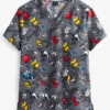 Cherokee Tooniforms Gang Of Six Disney Unisex 4-Pocket STRETCH V-Neck Print Scrub Top