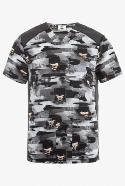 Cherokee Tooniforms Cute Is The Night Batman Unisex 2-Pocket STRETCH V-Neck Print Scrub Top