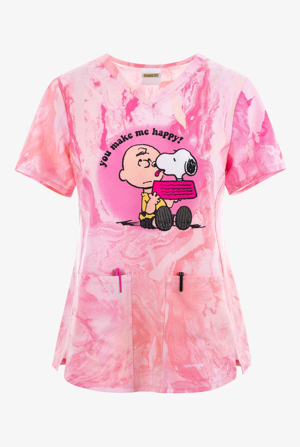 Tooniforms Perfect Friend Charlie Brown & Snoopy Women's 2-Pocket STRETCH V-Neck Print Scrub Top Cherokee Tooniforms Perfect Friend Charlie Brown & Snoopy Women's 2-Pocket STRETCH V-Neck Print Scrub Top -Cherokee Shop CK770PNER 1