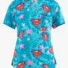 Cherokee Tooniforms DC Comics Symbol Of Hope Women's 2-Pocket STRETCH V-Neck Print Scrub Top