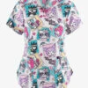 Cherokee Tooniforms Let's Go Hello Kitty Women's 2-Pocket STRETCH Notch Neck Print Scrub Top