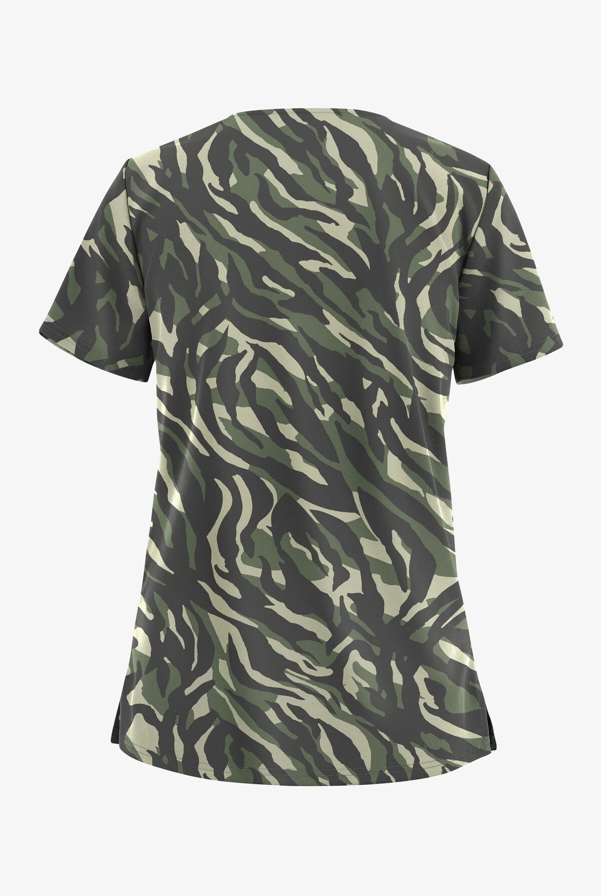 UA Butter-Soft STRETCH Zebra Camo Pewter Women's 2-Pocket V-Neck Printed Scrub Top UA Butter-Soft STRETCH Zebra Camo Pewter Women's 2-Pocket V-Neck Printed Scrub Top -Cherokee Shop CS542ZCPW 100423 2