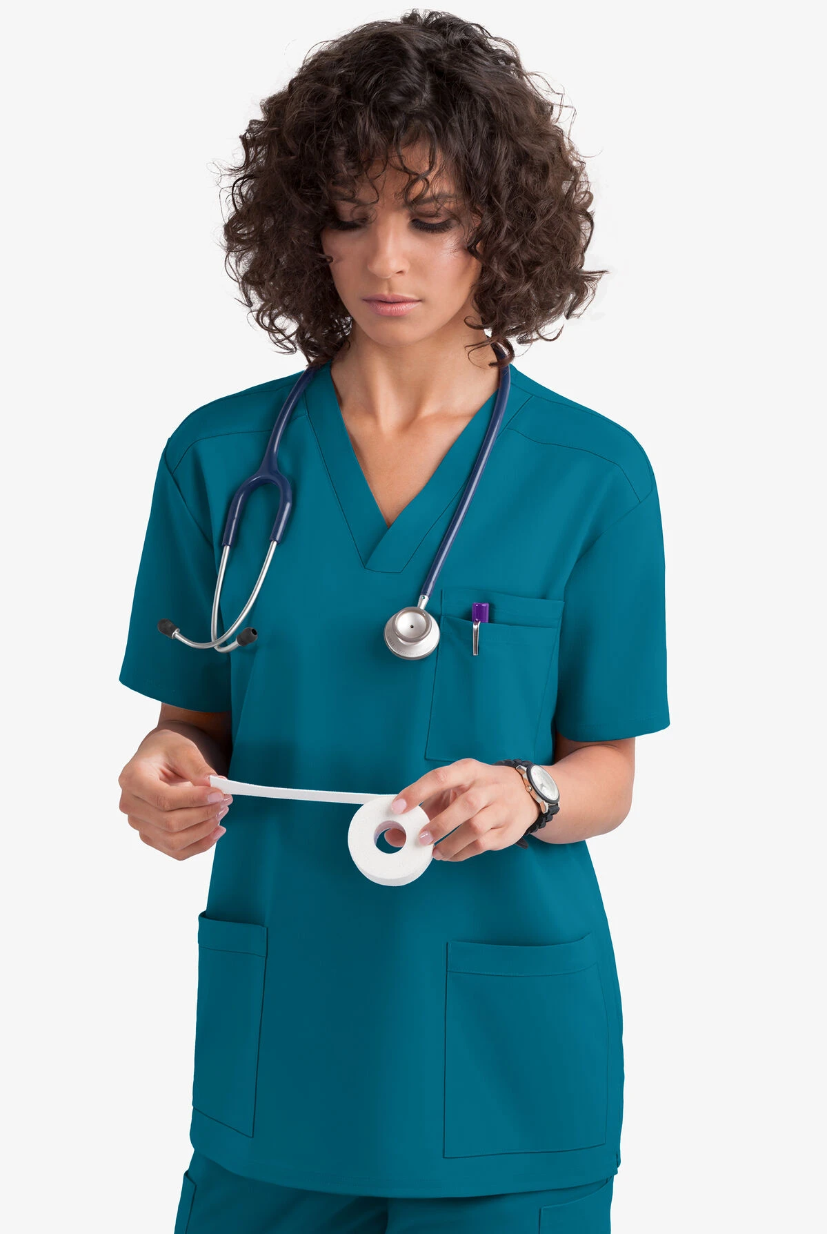 UA Flex2 Unisex 4-Pocket V-Neck STRETCH Scrub Top UA Flex2 Unisex 4-Pocket V-Neck STRETCH Scrub Top -Cherokee Shop F2719 CARIB 3 HV