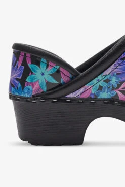 C&C Sweden Women's Floral Luau Black Patent Leather Nursing Clogs -Cherokee Shop FLORLUAU 4 HV