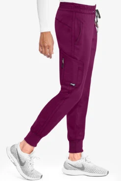 Grey's Anatomy™ By Barco Kira Women's 5-Pocket Double Cargo Knit Cuff Jogger Scrub Pants - Petite -Cherokee Shop GA534 WINE 5