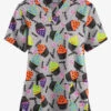 Butter-Soft Originals Halloween Treats Silver Women's 2-Pocket Classic Fit V-Neck Printed Scrub Top
