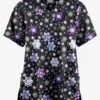 Butter-Soft Originals Winter Nights Black Printed Women's 2-Pocket Classic Fit V-Neck Scrub Top