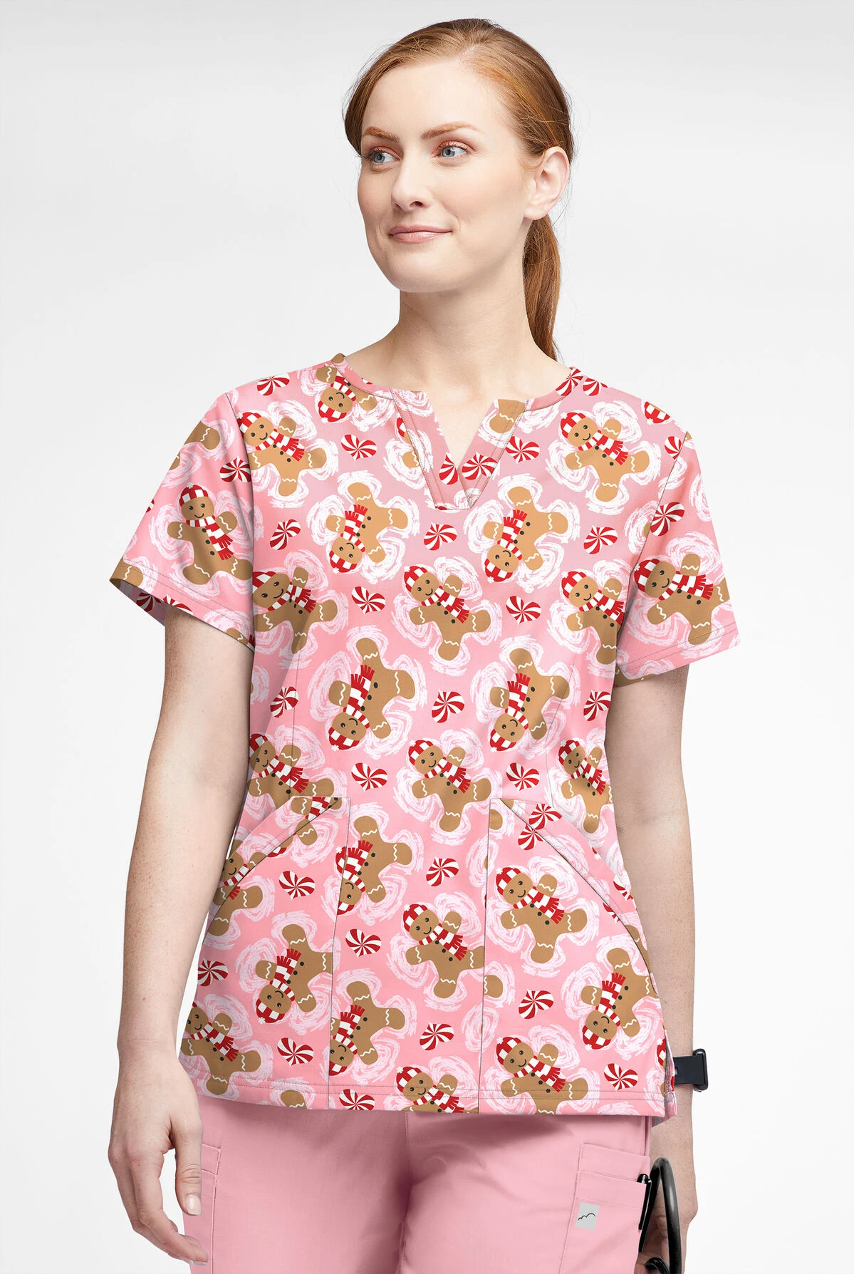 Butter-Soft Cookie Angel Blush Women’s 4-Pocket V Notch-Neck Print Scrub Top Butter-Soft Cookie Angel Blush Women’s 4-Pocket V Notch-Neck Print Scrub Top -Cherokee Shop H1531CABS 2