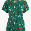 Butter-Soft Thanksgiving Walk Hunter Women’s 4-Pocket V Notch-Neck Printed Scrub Top