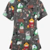 Butter-Soft Originals Cuddly Pups Pewter Women's 7-Pocket Rounded V-Neck Printed Scrub Top